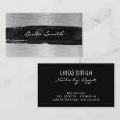 シルバーブラシ仕上げ金属箔ブラックブラシストローク 名刺 (正面/裏面)