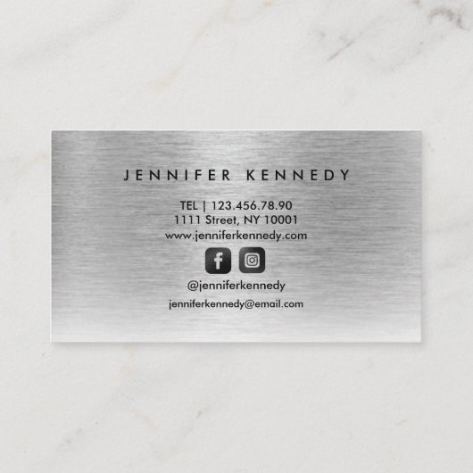 シルバーブラシ付き金エレガント属モノグラモダンム 名刺 (裏面)