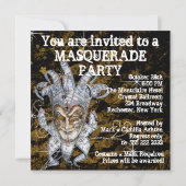 シルバーブラックと金ゴールドマスクの仮装パーティー 招待状 (裏面)