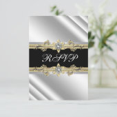 シルバーブラックと金ゴールドRSVP 出欠カード (スタンド正面)