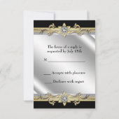 シルバーブラックと金ゴールドRSVP 出欠カード (裏面)