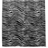 シルバーブラックのゼブラプリント シャワーカーテン (正面)