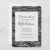 シルバーブラックのゼブラプリント 招待状 (正面)