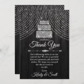 シルバーブラックのダイヤモンド結婚ケーキ サンキューカード (正面/裏面)