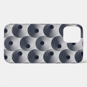 シルバーブラックのモザイク:同心円リングのテクスチャ。 Case-Mate iPhoneケース (裏面 (横))