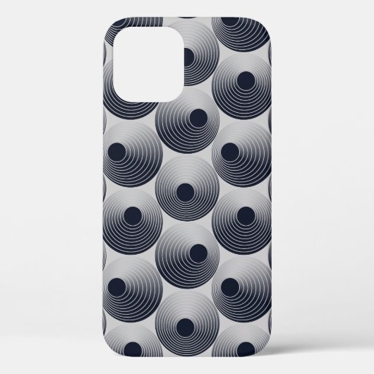 シルバーブラックのモザイク:同心円リングのテクスチャ。 Case-Mate iPhoneケース (裏面)