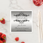 シルバーブラックの渦巻き旋回ありがとう紙結婚のナプキン スタンダードカクテルナプキン (インサイチュ)