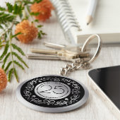 シルバーブラックの渦巻き結婚旋回25周年 キーホルダー (側面)