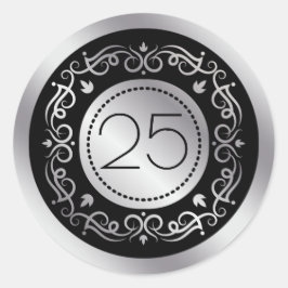 シルバーブラックの渦巻き結婚旋回25周年 ラウンドシール