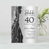 シルバーブラックアガテサプライズ40歳の誕生日 招待状 (スタンド正面)