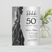 シルバーブラックアガテサプライズ50誕生日 招待状 (スタンド正面)