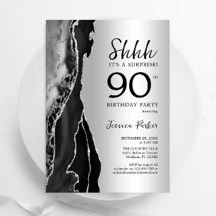 シルバーブラックアガテサプライズ90誕生日 招待状