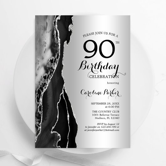 シルバーブラックアゲート90誕生日 招待状