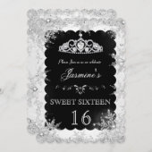 シルバーブラックウィンターワンダーランドスウィート16招待状 招待状 (正面/裏面)