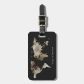 シルバーブラックウォーターのカラーワールドマパーソナライズされたップ ラゲッジタグ (正面縦)