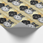 シルバーブラックエレガントと金ゴールドのクリスマスラッピング ラッピングペーパー (角)