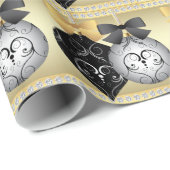 シルバーブラックエレガントと金ゴールドのクリスマスラッピング ラッピングペーパー (ロールコーナー)