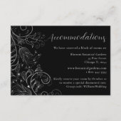 シルバーブラックエレガントフローラの結婚宿泊 エンクロージャーカード (正面)