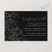 シルバーブラックエレガントフローラ結婚の願い井戸 エンクロージャーカード (正面)