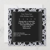シルバーブラックエレガントメタルチェーン誕生日パーティー 招待状 (裏面)