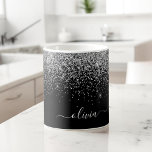 シルバーブラックガーリーグリッタースパークルモノグラム名 コーヒーマグカップ<br><div class="desc">シルバーとブラックのスパークルグリッターつや消しメタルのモノグラム名とイニシャルコーヒーカップまたはマグカップ。これは、最高の甘い16歳の誕生日、結婚ブライダルシャワー、記念日、赤ちゃんシャワーまたはバチェロレッテギフトを作る誰かがグラームの豪華さとシックなスタイルを愛する。</div>