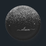 シルバーブラックガーリーグリッタースパークルモノグラム名 ペーパープレート<br><div class="desc">シルバーとブラックのスパークルグリッターモノグラム名とイニシャルパーティープレート。これは、最高の甘い16歳の誕生日、結婚ブライダルシャワー、記念日、赤ちゃんシャワーまたはバチェロレッテギフトを作る誰かがグラームの豪華さとシックなスタイルを愛する。</div>