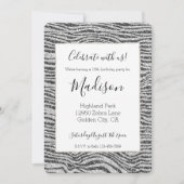 シルバーブラックグリジーゼブラプリントグリッター 招待状 (正面)