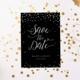 シルバーブラックグリッターがデートをスパークル 招待状