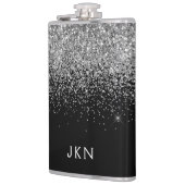 シルバーブラックグリッターカスタムモノグラム名 フラスク (左)