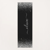 シルバーブラックグリッターガーリーモノグラムエクササイズ ヨガマット (正面)