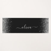 シルバーブラックグリッターガーリーモノグラムエクササイズ ヨガマット (正面(横))