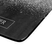 シルバーブラックグリッターガーリーモノグラム名 カッティングボード (角)