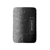 シルバーブラックグリッターガーリーモノグラム名 バスマット (正面縦)