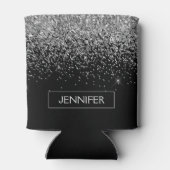 シルバーブラックグリッターガーリーモノグラム名 缶クーラー (裏面)