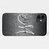 シルバーブラックグリッターグラデーションパーソナライズされた Case-Mate iPhoneケース (裏面(横))