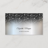 シルバーブラックグリッターシークインエレガントプロフェッショナル 名刺 (正面)
