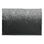 シルバーブラックグリッタースクリプトモノグラムガーリー名 枕カバー (裏面)