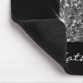 シルバーブラックグリッターストライプレース名 マウスパッド (コーナー)