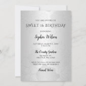 シルバーブラックグリッタードレススウィート16誕生日 招待状 (裏面)