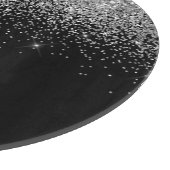 シルバーブラックグリッターモノグラムガーリー名イニシャル カッティングボード (角)