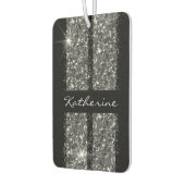 シルバーブラックグリッターレースストライプモノグラムの カーエアーフレッシュナー (左)