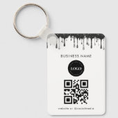 シルバーブラックグリッター滴下会社ロゴQRコード キーホルダー (正面)
