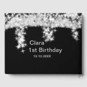 シルバーブラックグリッター追加の名前の誕生日の年t ゲストブック (裏面)