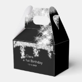 シルバーブラックグリッター追加の名前の誕生日の年t フェイバーボックス (裏面サイド)