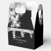 シルバーブラックグリッター追加の名前の誕生日の年t フェイバーボックス (オープン)