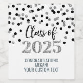 シルバーブラックグリッター2025年卒業 ワインラベル (シングルラベル)