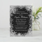 シルバーブラックジュエルスノーフレークブライダルシャワー 招待状 (スタンド正面)