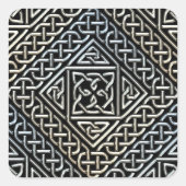 シルバーブラックスクエアシェイプセルト結び糸細工パターン スクエアシール (正面)