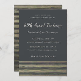 シルバーブラックストライプのスケッチ線企業のイベント 招待状