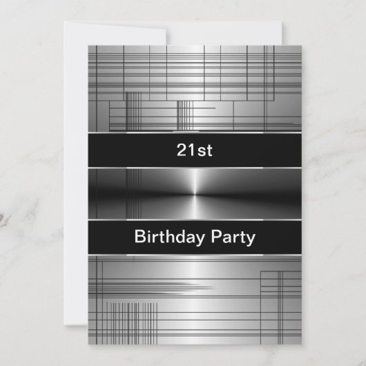 シルバーブラックストライプバースマン21歳 招待状 (正面)